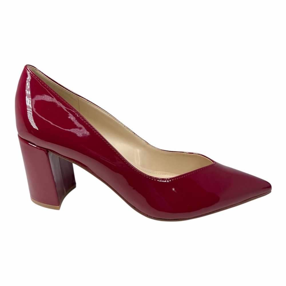 Marc Fisher Women's Caitlin Slip-On Block Heel Pumps Red Patent Size 10M